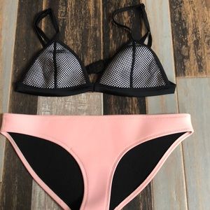 pink and black swimsuit